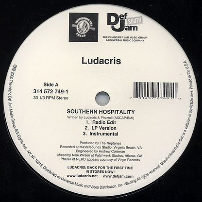 Ludacris : Southern Hospitality / Catch Up (12")