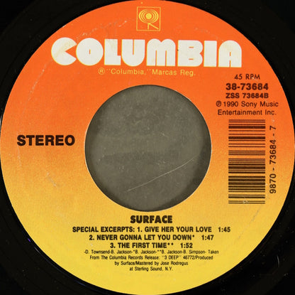 Surface With Love Voice Regina Belle : All I Want Is You (7", Styrene)