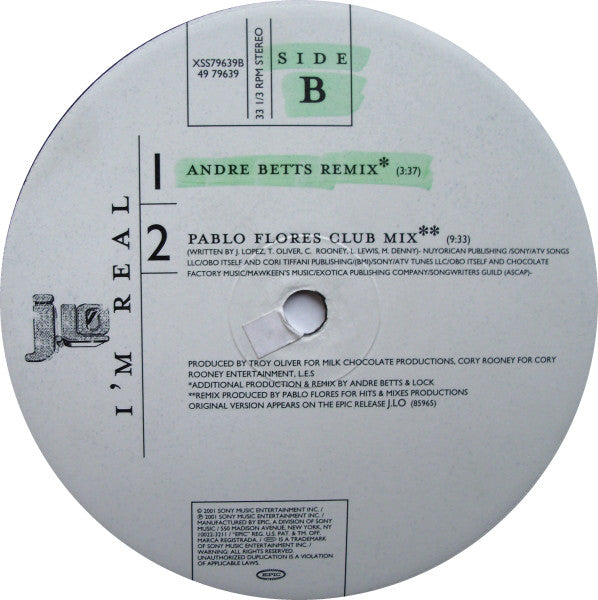 J-Lo* - I'm Real (12")