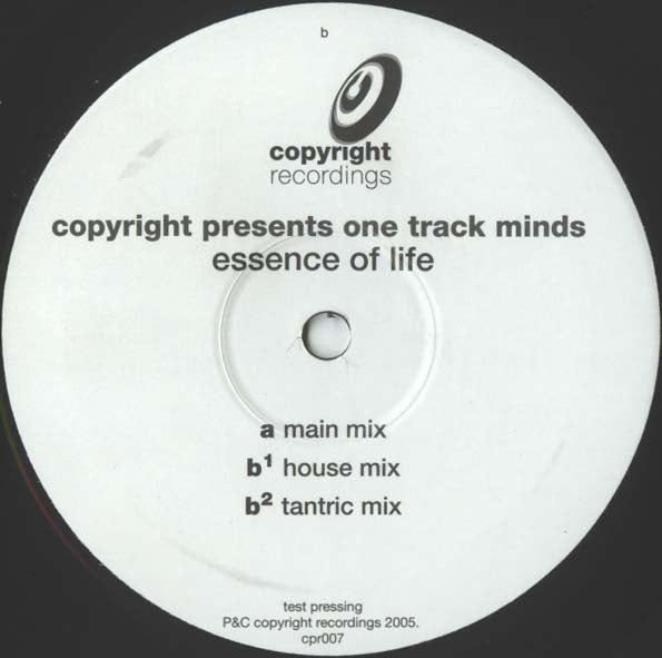 Copyright Presents One Track Minds : Essence Of Life (12")