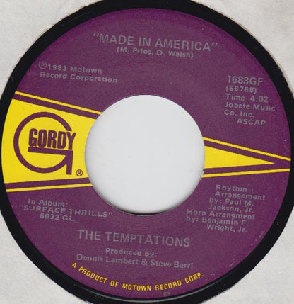 The Temptations : Surface Thrills / Made In America (7")