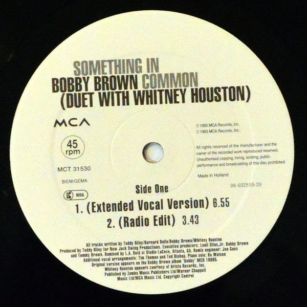 Bobby Brown Duet With Whitney Houston : Something In Common (12")