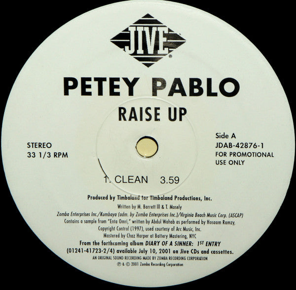 Petey Pablo - Raise Up (12", Promo)