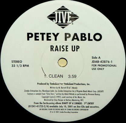 Petey Pablo - Raise Up (12", Promo)