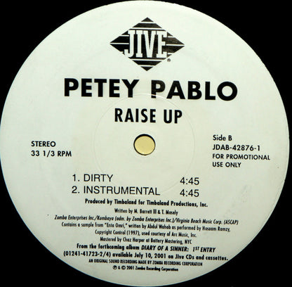 Petey Pablo - Raise Up (12", Promo)