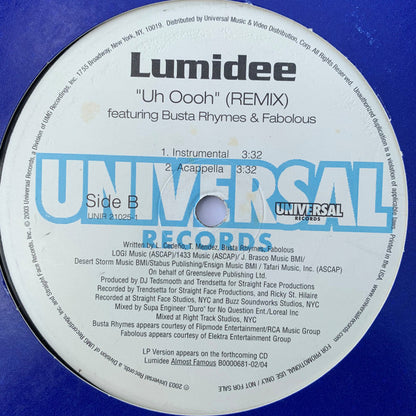 Lumidee Featuring Busta Rhymes & Fabolous : Uh Oooh (Remix) (12", Promo)