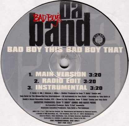 Bad Boy's Da Band* - Bad Boy This Bad Boy That / Hold Me Down (12", Promo)