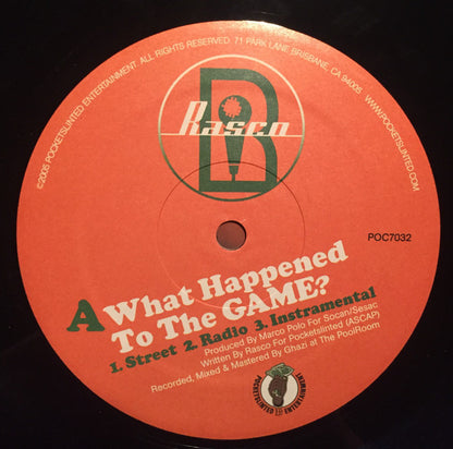 Rasco : What Happened To The Game? / Back Down (12")