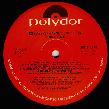 Roy Ayers - Wayne Henderson - Prime Time (LP, Album, PRC)