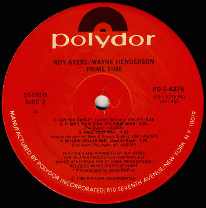 Roy Ayers - Wayne Henderson - Prime Time (LP, Album, PRC)