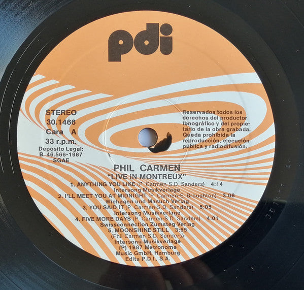 Phil Carmen : Live In Montreux (LP, Album)