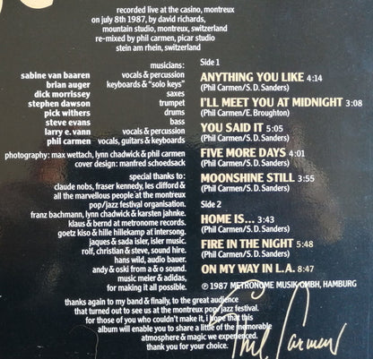 Phil Carmen : Live In Montreux (LP, Album)