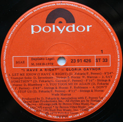 Gloria Gaynor - I Have A Right (LP, Album)
