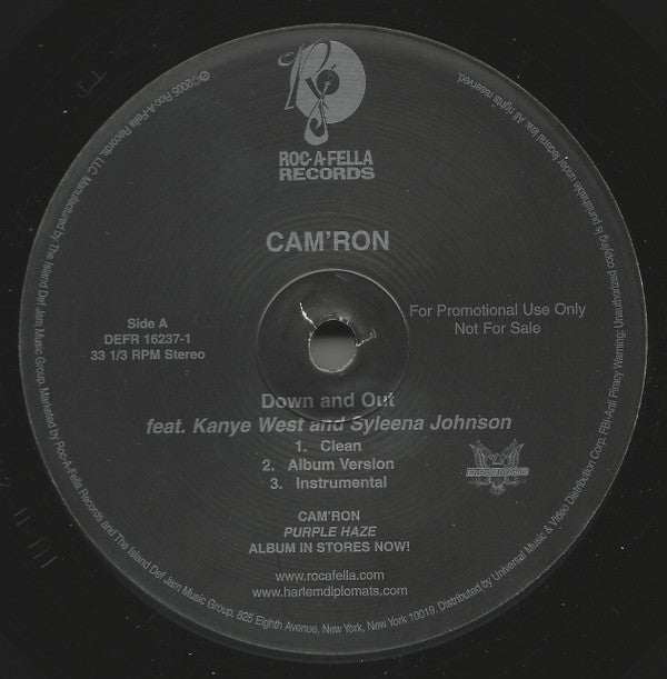 Cam'ron : Down And Out  (12", Promo)