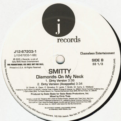 Smitty  - Diamonds On My Neck (12", Promo)