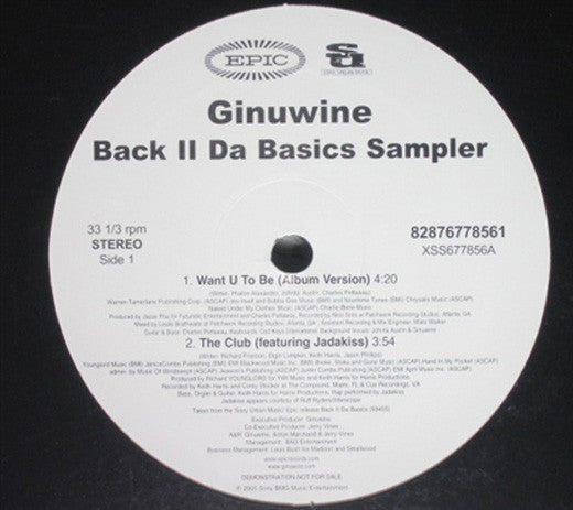 Ginuwine : Back II Da Basics Sampler (12", Promo, Smplr)