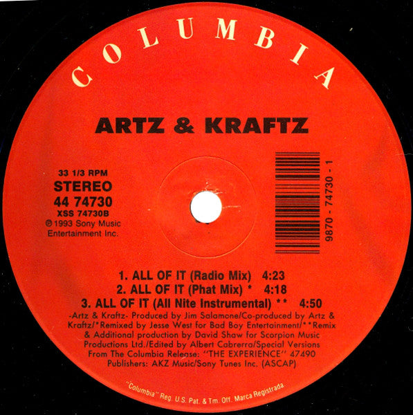 Artz & Kraftz - All Of It (12")