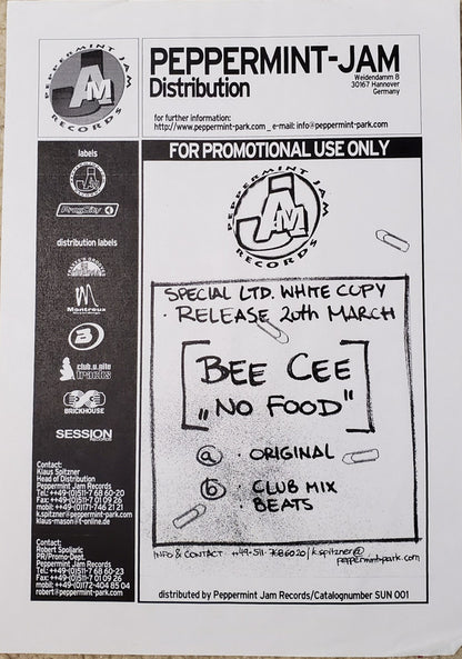 Bee Cee - No Food (12", Ltd, Promo, W/Lbl)