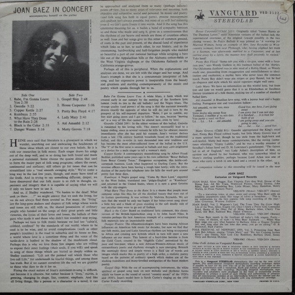 Joan Baez - In Concert (LP, Album, Roc)