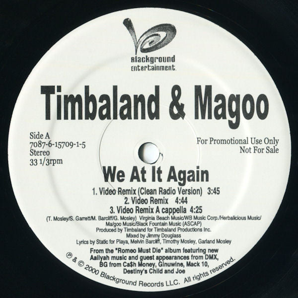 Timbaland & Magoo : We At It Again (New Video Remix) (12", Single, Promo)