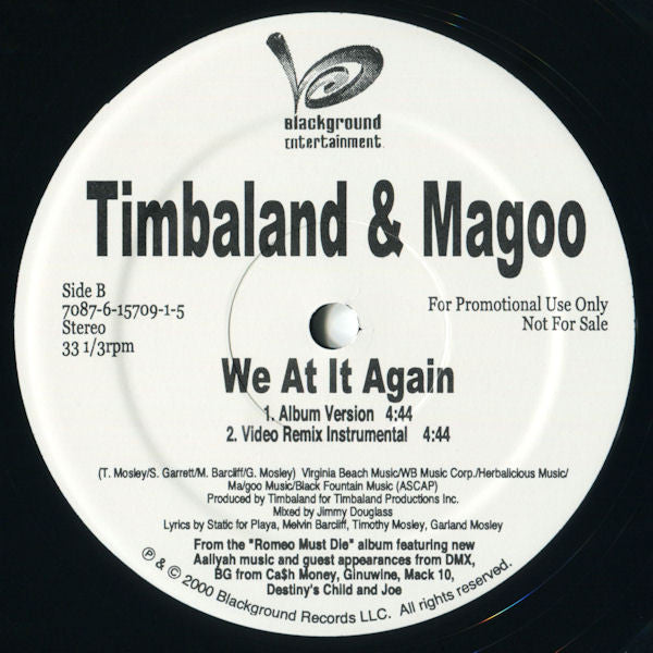 Timbaland & Magoo : We At It Again (New Video Remix) (12", Single, Promo)