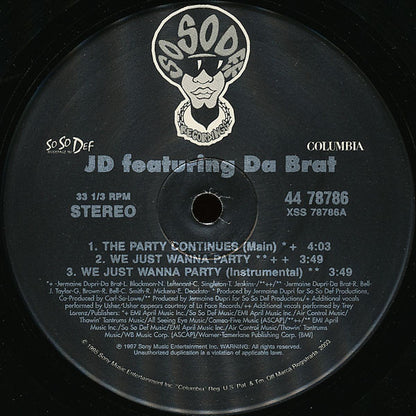 JD* & Da Brat - The Party Continues (12")