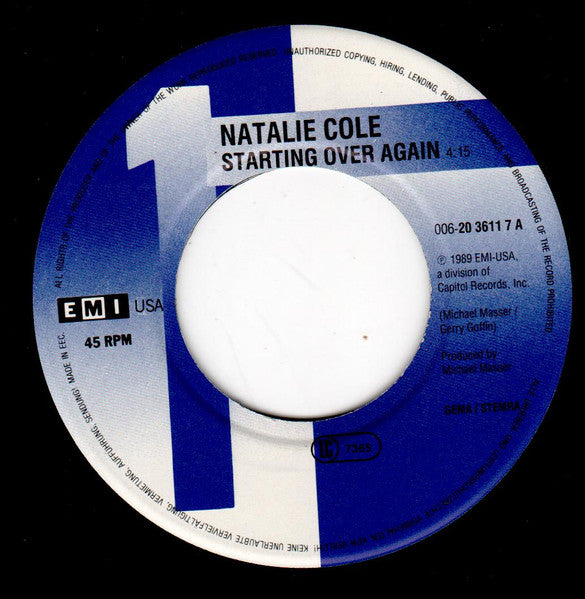 Natalie Cole : Starting Over Again  (7", Single)
