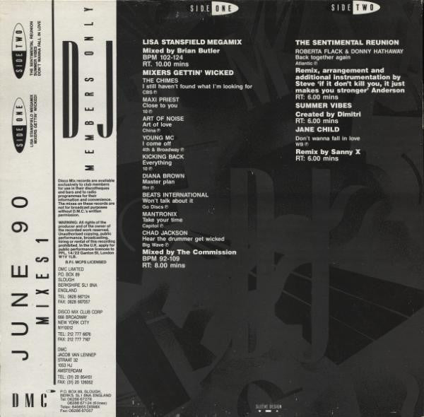 Various - June 90 - Mixes 1 (12", P/Mixed)