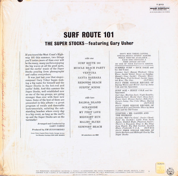The Super Stocks Featuring Gary Usher : Surf Route 101 (LP, Mono + 7")
