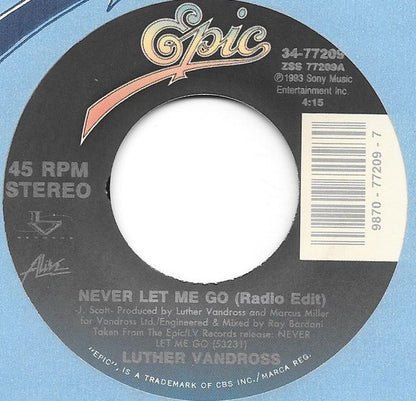 Luther Vandross : Never Let Me Go (7", Single)