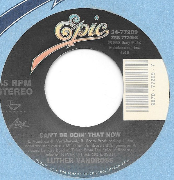 Luther Vandross : Never Let Me Go (7", Single)
