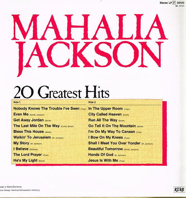 Mahalia Jackson - 20 Greatest Hits (LP, Comp)