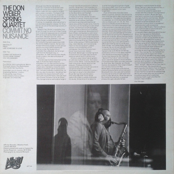 The Don Weller Spring Quartet - Commit No Nuisance (LP, Album)