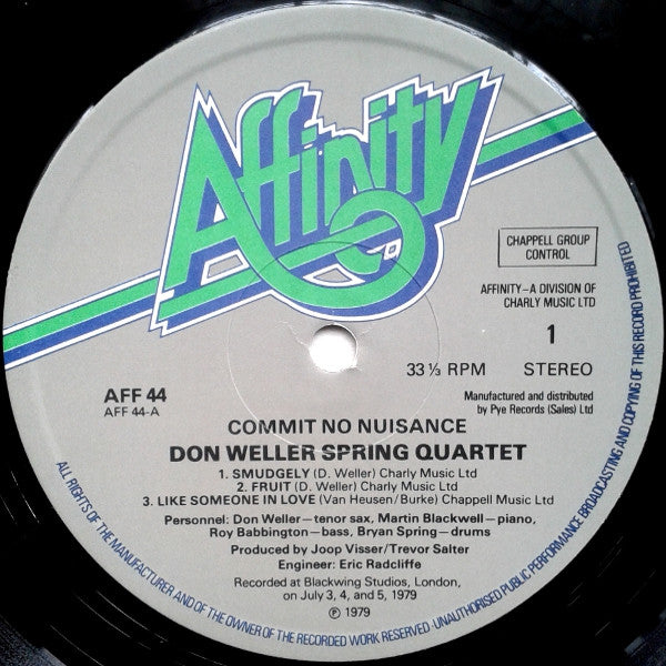 The Don Weller Spring Quartet - Commit No Nuisance (LP, Album)