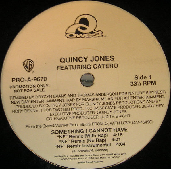 Quincy Jones Featuring Catero - Something I Cannot Have (12", Promo)