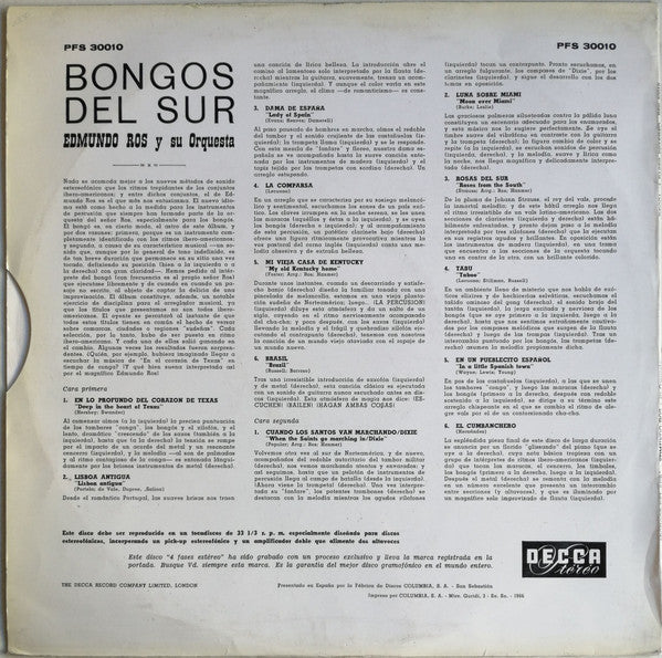 Edmundo Ros & His Orchestra : Bongos Del Sur (LP, Album)