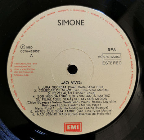 Simone  - Ao Vivo (LP, Album)