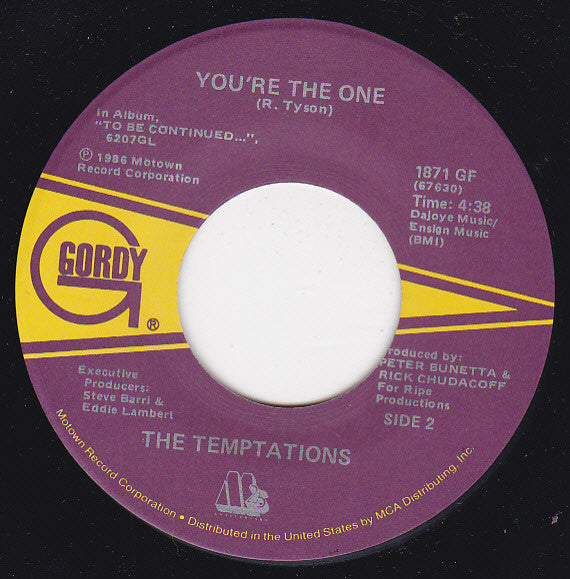 The Temptations : To Be Continued... (7", Single)