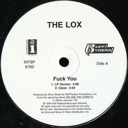 The Lox : Fuck You (12", Promo, Col)