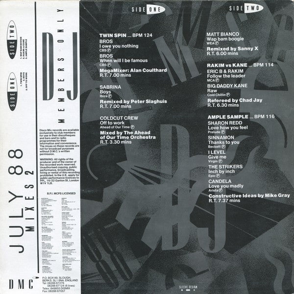 Various - July 88 - Mixes 2 (12", P/Mixed)