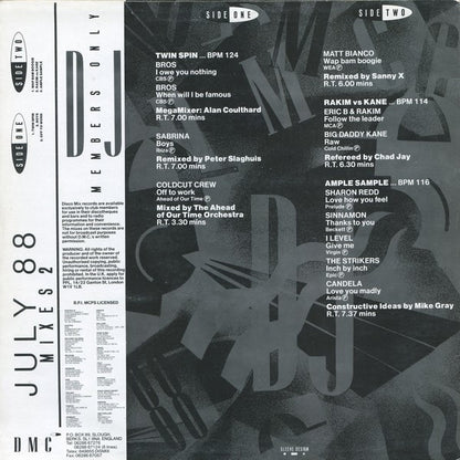 Various - July 88 - Mixes 2 (12", P/Mixed)
