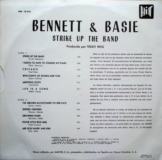 Tony Bennett & Count Basie : Strike Up The Band (LP, Album)