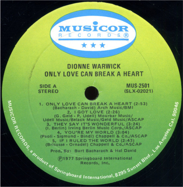 Dionne Warwick - Only Love Can Break A Heart (LP, Album)