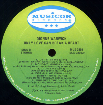Dionne Warwick - Only Love Can Break A Heart (LP, Album)