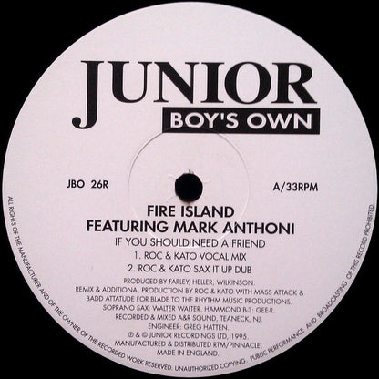 Fire Island - If You Should Need A Friend (Remixes) (12")