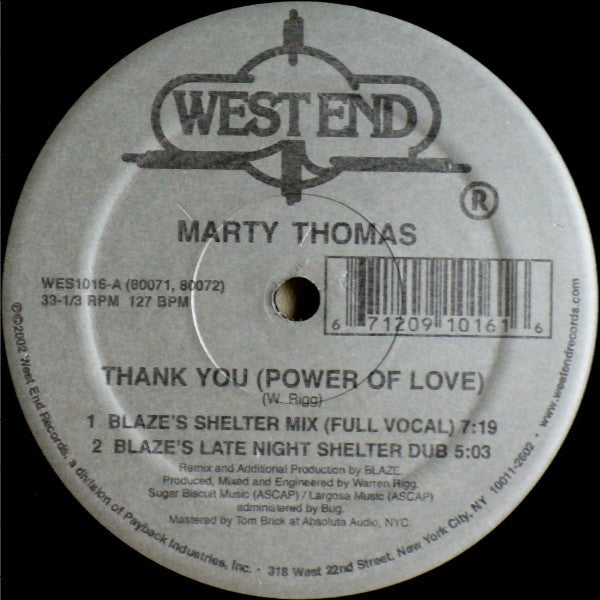 Marty Thomas - Thank You (Power Of Love) (12")