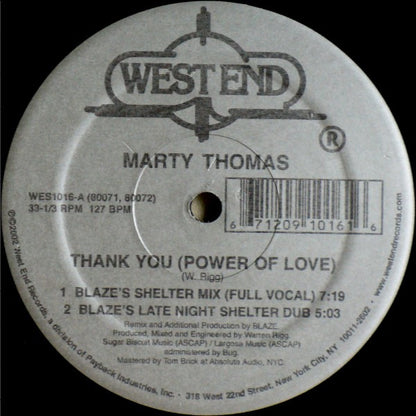 Marty Thomas - Thank You (Power Of Love) (12")