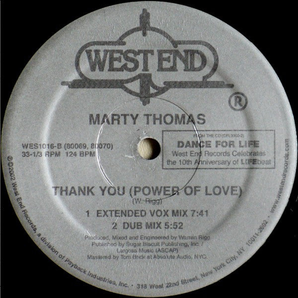 Marty Thomas - Thank You (Power Of Love) (12")