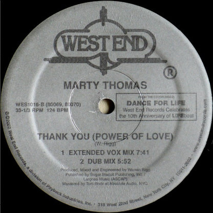 Marty Thomas - Thank You (Power Of Love) (12")