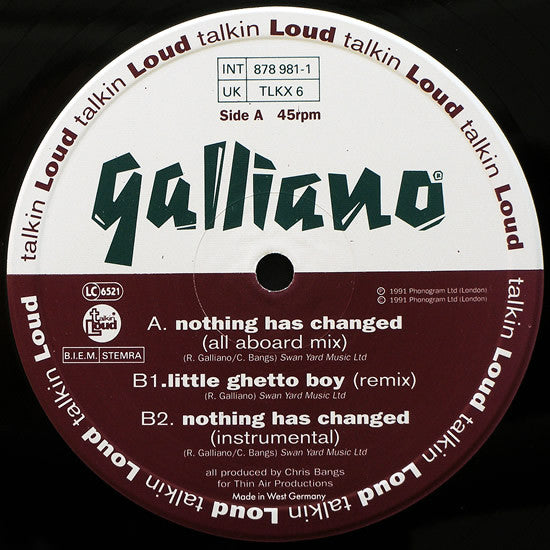 Galliano - Nothing Has Changed (12", Single)